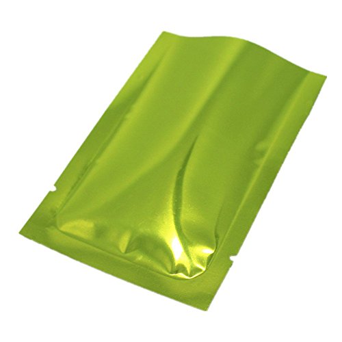 100 Pack Multi Sizes-Colors Mylar Foil Heat Sealable Bag Aluminum Foil Smell Proof Pouch Bulk Food Storage Central Vacuum Bag (Green, 2.4"x3.5" (1.97”x3.35” inner size))