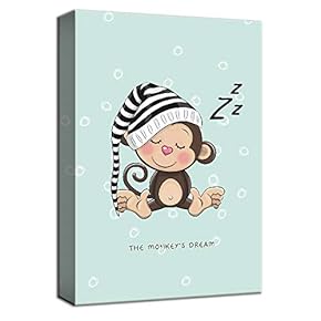 Canvas Wall Art Monkey in Dream Painting Artwork for Home Decor Framed - 12x18 inches
