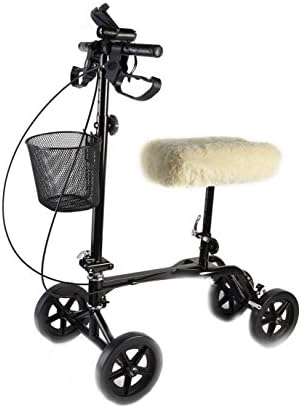 Chivasing Steerable Knee Scooters Accessories With Pad Cover Basket Cellphone Holder And Flashlight Knee Rolling Walkers For Legs And Feet Inconvenience Or Rental (Silver Black)