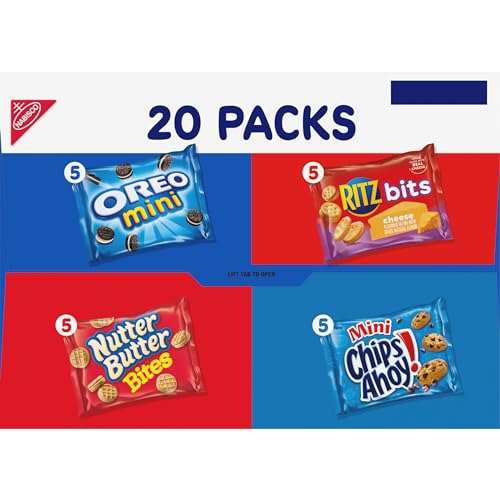 NABISCO CLASSIC MIX VARIETY PACK, OREO MINI, CHIPS AHOY! MINI, NUTTER BUTTER BITES, RITZ BITS CHEESE, 20 SNACK PACKS