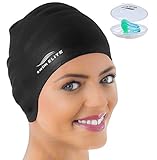 Swim Elite Silicone Cap for Long Hair PLUS Nose Clip
