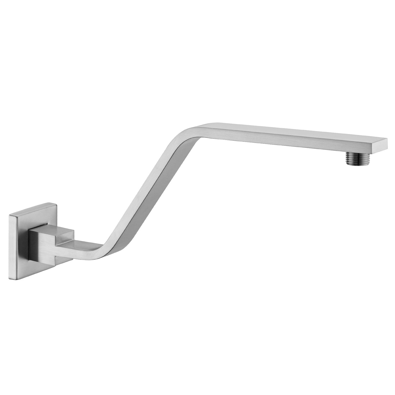 Photo 1 of 16 Inch S Shape Brushed Nickel Shower Head Arm, Square Wall Mounted Shower Arm and Flange Included