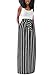 HOTAPEI Women's Full Length Elastic Waisted Maxi Skirt Vertical Striped Long Skirts With Pocket
