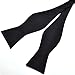 PenSee Mens 100% Silk Self Bowtie Adjustable Solid Black Plain Bow Ties for Formal