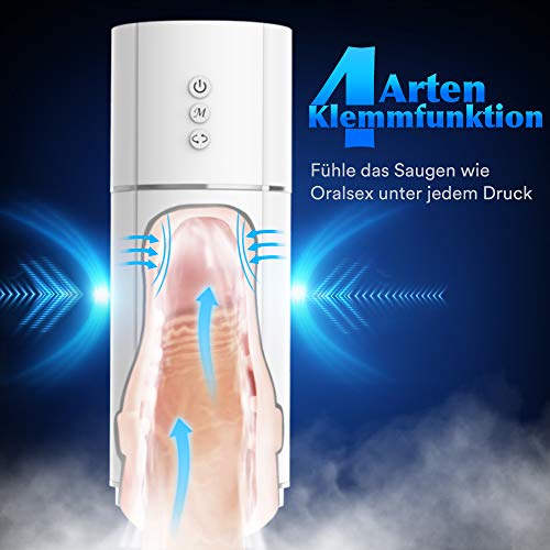 Automatischer Masturbator Cup Männer Sexspielzeug mit 4Klemmenfunktion und 10Vibrationsmodi,Elektrische BlowJob Cup Wie echte Oralsex Masturbieren mann mit 3D-Kanalstimulation Fondlove