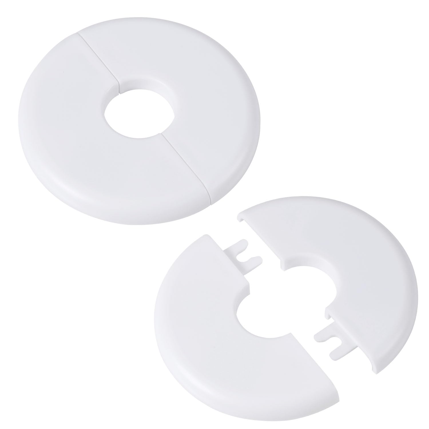 Photo 1 of 2pcs Wall Split Flange, Self-Adhesive Escutcheon Plate for Buckle 17mm Water Pipes ABS Round ?Hole Plumbing Floor Ceiling Cover Plates for Faucet Kitchen Toilet Decorative (White)