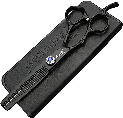 Hairdresser Professional Scissors Set Left-Handed 6/7/7.5/8/9 inch Hair sparse Scissors Hairdressing Scissors 440C (6-inch thinning Shears-A)