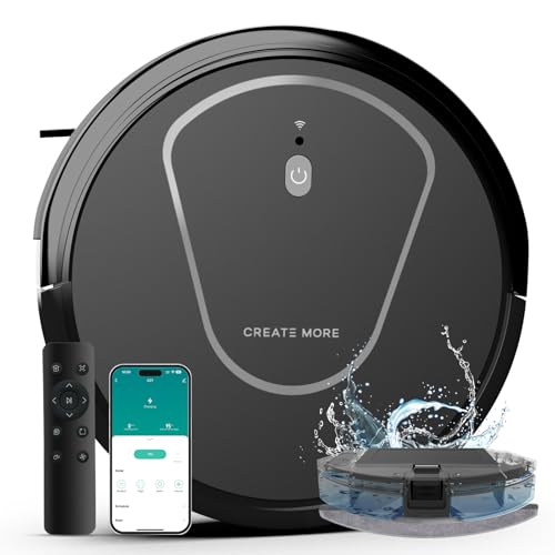 Bagotte Robot Vacuum and Mop Combo,5000Pa Suction Robotic Vacuums Cleaner with Low Noise, Self-Charger,2.4G WiFi/App/Alexa/Remote Control for Pet Hair,Hard Floor,Carpet