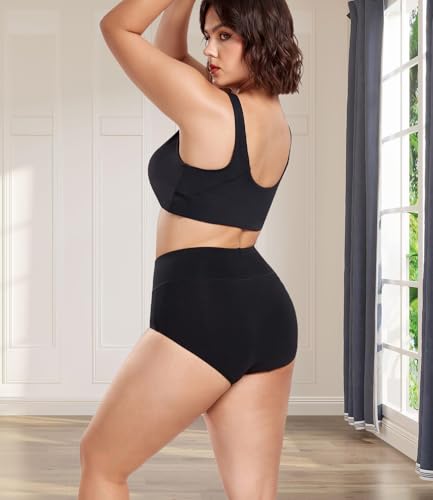 wirarpa Women's Waist-High Briefs, Microfibre Panties, Briefs, Underwear with High Waist, Ultra Soft