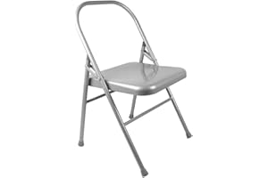 Yoga-Mad Yoga Chair | Reinforced Folding | Silver Steel | Supports Yoga Backbends, Twists, & Shoulder Stands