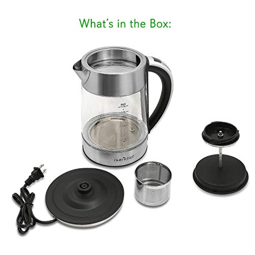 Hot Water Boiler Glass Kettle Digital 1.7L Portable Easy Pour Teapot