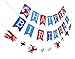 Airplane Aviator Themed Party Decorations:1 Happy Birthday Banner,1 Airplane and Clouds Garland,Stars Foil and Latex Balloon,Party Supplies and Favors for Boys Girls Kids 1st 2nd 3rd 4th Bday Decor,Backdrop for Cake Smash Photography Sessions