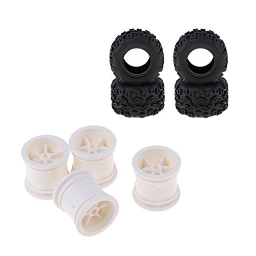 B Blesiya Pack of 8pcs Rubber Wheel Tire Hubs for 1/24 Monster Truck A212, RC Vehicle Remote Control Car Spare Parts