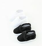 2 pack of Canvas Slip-On Shoes: Black and White | Fits 14
