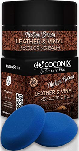 Coconix Leather Recoloring Balm Medium Brown with Applicator - Recolor, Renew, Repair & Restore Aged, Faded, Cracked, Peeling and Scuffed Leather & Vinyl Couches, Boat or Car Seats, Furniture 8 oz - Thumbnail 6