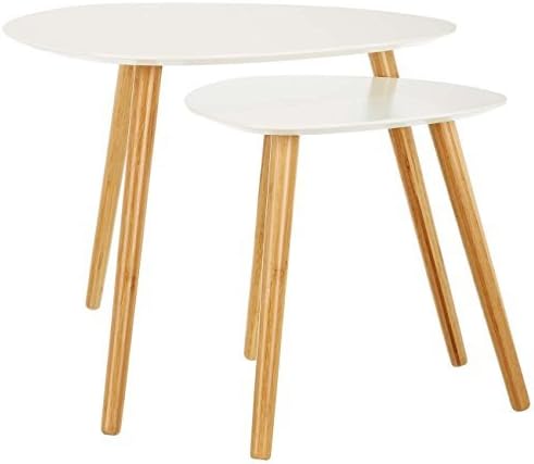 LOMOS coffee table set "Finja" in white comprising of 2 side tables out of wood