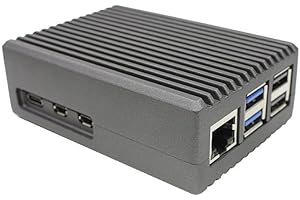 KoiLykke Aluminum Case Pi 5 Silent Passive Cooling, Heat-Dissipating Design with Thermal Pads, Black/Silver/Grey