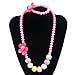 Unijew 5 Colors Kids Jewelry Fashion Jewelry for Girls Necklace Bracelet Set for Little Girls Children Jewelry Pendant with Gift Box Jewelry Box for Girls Pink