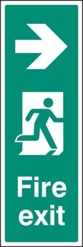 Caledonia Signs 22058L Fire Exit Right Portrait Sign, Self Adhesive Vinyl, 450 mm x 150 mm