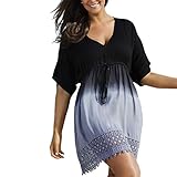 Summer Mae Women's Plus Size V-neck Gradient Lace Beach Dress