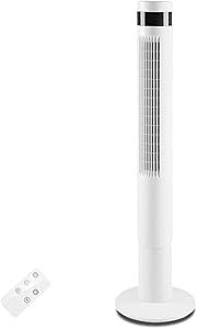 Kismile 43” Portable Tower Fans with Oscillation,Remote Control,3 Powerful Wind Speed and 3 Modes Settings, Built in 12 H Timer LED Display Compact Standing Fan for Bedroom,Home,Office (43 inch, White)