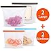 Reusable Silicone Food Storage Bags,Sandwich Bags,Freezer,Microwave,Airtight Seal Leakproof Preservation Bags for Snack Lunch Meat Liquid Fruits Vegetables,2 Pack Large 50oz,2 Pack Medium 30oz