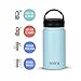 MIRA 12 Oz Stainless Steel Vacuum Insulated Wide Mouth Water Bottle with 2 Caps | Thermos Keeps Cold for 24 Hours, Hot for 12 Hours | Double Walled Powder Coated Travel Flask | Pearl Blue