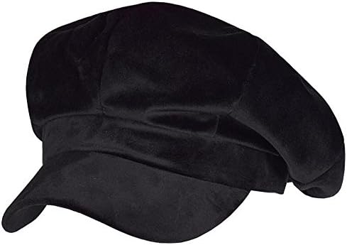 MrLi Women's Velvet Beret Cap Winter Warm Solid color 8 Panel Newsboy Hat (Black)