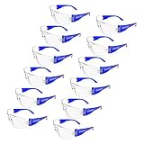JORESTECH Eyewear Protective Safety Glasses, Polycarbonate Impact Resistant Lens Pack of 12 (Clear/Blue)