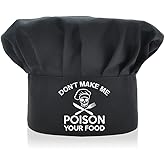 AGMDESIGN Funny Chef Wear, Funny Chef Hat, Don't Make Me Poison Your Food, Adjustable Kitchen Cooking Hat for Men & Women Black, Mother's Day/Father's Day/Birthday Gift for Him, Her, Mom, Dad, Friend