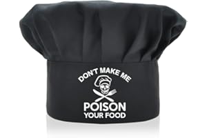 AGMDESIGN Funny Chef Wear, Funny Chef Hat, Don't Make Me Poison Your Food, Adjustable Kitchen Cooking Hat for Men & Women Black, Mother's Day/Father's Day/Birthday Gift for Him, Her, Mom, Dad, Friend
