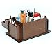 PAG Office Supplies Wood Desk Organizer Pen Mail Holder Accessories Storage Caddy with 3 Drawers, 10 Compartments, Brown