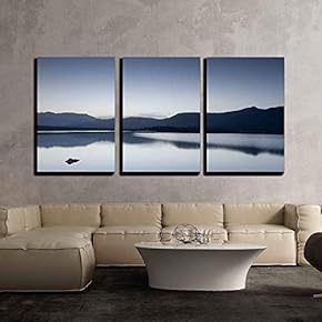 3 Piece Canvas Wall Art - Sunset Over Lac De Codole at Reginu in The Balagne Region of Corsica - Modern Home Art Stretched and Framed Ready to Hang - 16"x24"x3 Panels