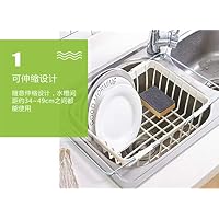 Expandable Dish Drying Rack, Over The Sink, in Sink Or On Counter Dish Drainer, Retractable Sink Drain Rack Household Kitchen Sink Washing Basket Put Dish Rack (Beige)