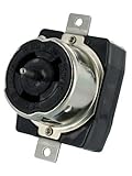 Leviton CS8269 50 Amp, 250 Volt AC, Black and White Locking Flush Mount Receptacle, Industrial Grade, Grounding, California-Style, Black