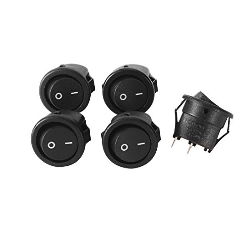 image for uxcell 5Pcs AC 250V/3A 125V/6A 2Pin SPST 2 Position Round Boat Rocker 