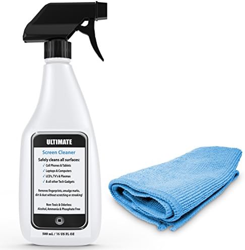 Ultimate Screen Cleaner Kit with Microfiber Cloth. Best for Cleaning all Tech Gadgets and Electronics: iPhone, Android, Cell Phone, Tablet, Computer Screen, Keyboard, TV, LCD, LED & Plasma.