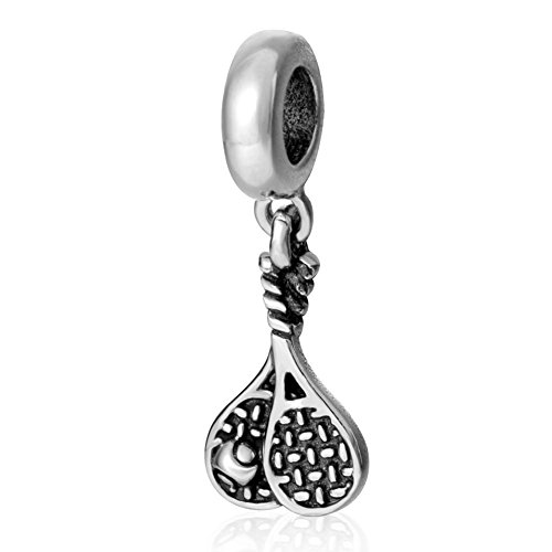 925 Sterling Silver Charm Tennis Racket Charm Sport Charm Travel Charm fit for Pandora Bracelet
