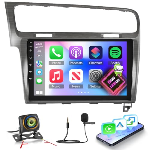 NHOPEEW 8 Core 6+128G Android Car Radio for VW Golf 7 MK7 2012-2020 with Wireless Carplay and Android Car DSP Wifi GPS Steering Wheel Controls 360 Panoramic View