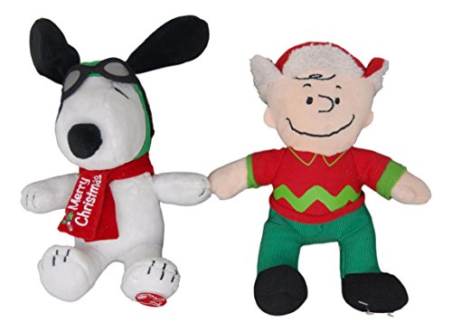 Peanuts Charlie Brown and Snoopy Musical Christmas Plush Pair - 9 " Tall