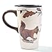 Minigift Ceramic Coffee Mug，Travel Cup with Lid,Handmade Milk Mug 16oz -Squirrel
