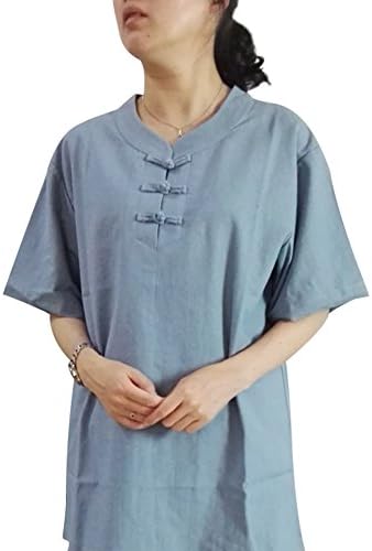 BlueSkyDeer Women's Meditation Clothing Tai Chi Clothes Kung Fu Outfit Short Sleeve Peacock Blue S