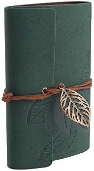 Daily Notebook, CWKTITI Vintage Retro Classic PU Leather Cover Loose Leaf Blank Bound Notebook Bookmarks with Metal Helm and Anchors for Diary &amp; Journal.(Dark Green)