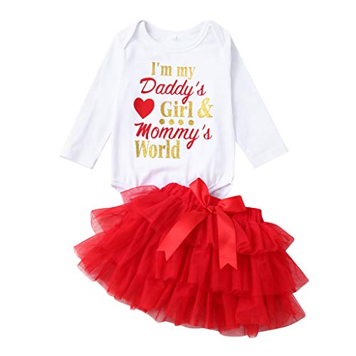 Infant Toddler Baby Girl Valentine's Outfits Set,Print Romper Lace Tutu Skirt Ruffle Pant Headband Suit, Fashion Newborn - Thumbnail 6