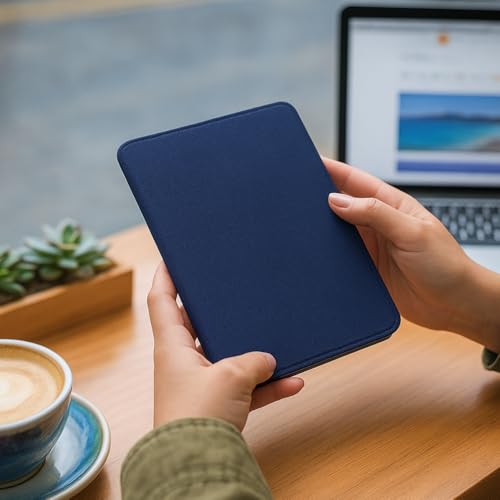 Capa Para Kindle Paperwhite 12ª Geração e Kindle Colorsoft 7 Polegadas (SA569P, SA568B, SA58CB, SA59CP) – Função Liga/Desliga - Fechamento Magnético - Sistema de Hibernação (Azul Marinho)