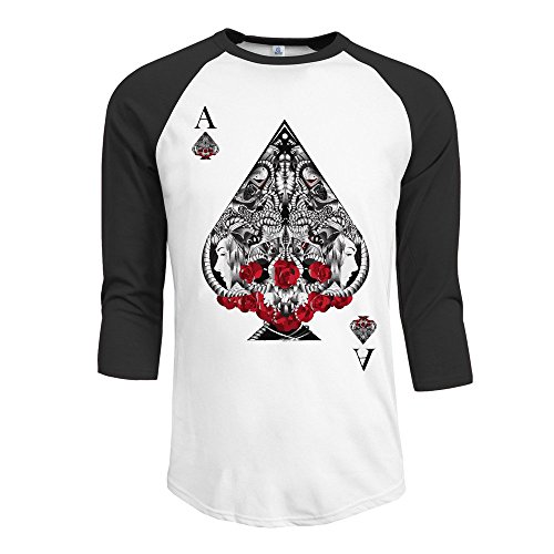 MYDT1 Men's Ace Of Spades 3/4 Sleeve Baseball T Shirts/Short Sleeve/Top/Tee