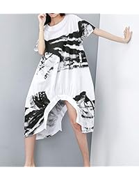 ELLAZHU GY1854 - Vestido largo de manga corta para mujer, cuello redondo, estampado teñido