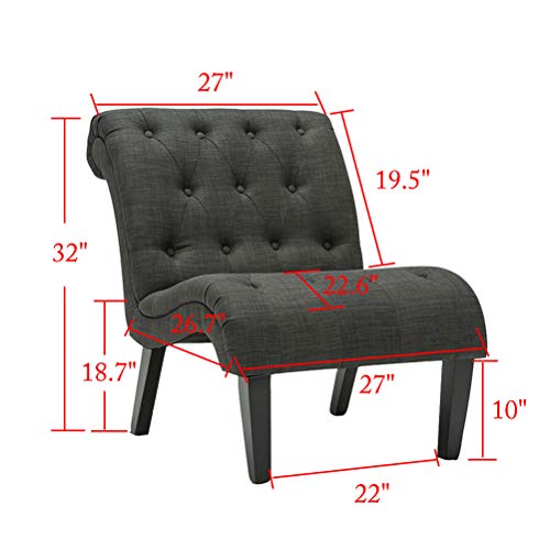 Haobo Home Modern Accent Lounge Chair with Linen upholstered Armless Tufted Button Casual Chair for Living Room (Dark Grey2)