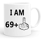 70th Birthday Gifts for Women Men Coffee Mugs - I Am 69 Plus Middle Finger Gifts - 1953 Years Old Birthday Gifts for Dad, Mom, Husband, Wife, Grandma, Grandpa, Seventieth Birthday Gift (70th Birthday)