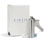 Cielo Pill Holders - Stainless Steel Slim Dual Chamber Keychain Pill Fob - Made in USA (0.5" id; 2.3" h)